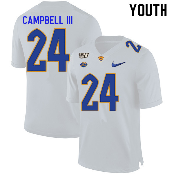 2019 Youth #24 Phil Campbell III Pitt Panthers College Football Jerseys Sale-White